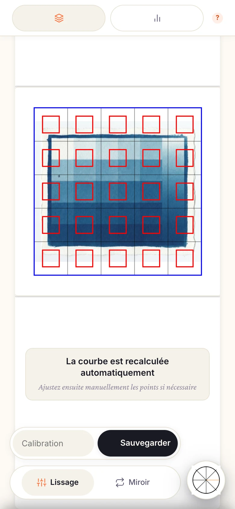 Interface Calibration Flow — analyse densitométrique